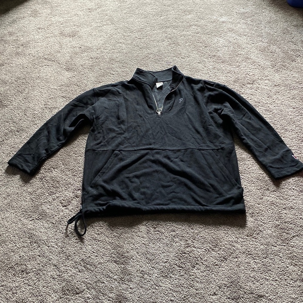PINK Victoria’s Secret Black Quarter Zip Pullover SIZE L Oversized Sweatshirt